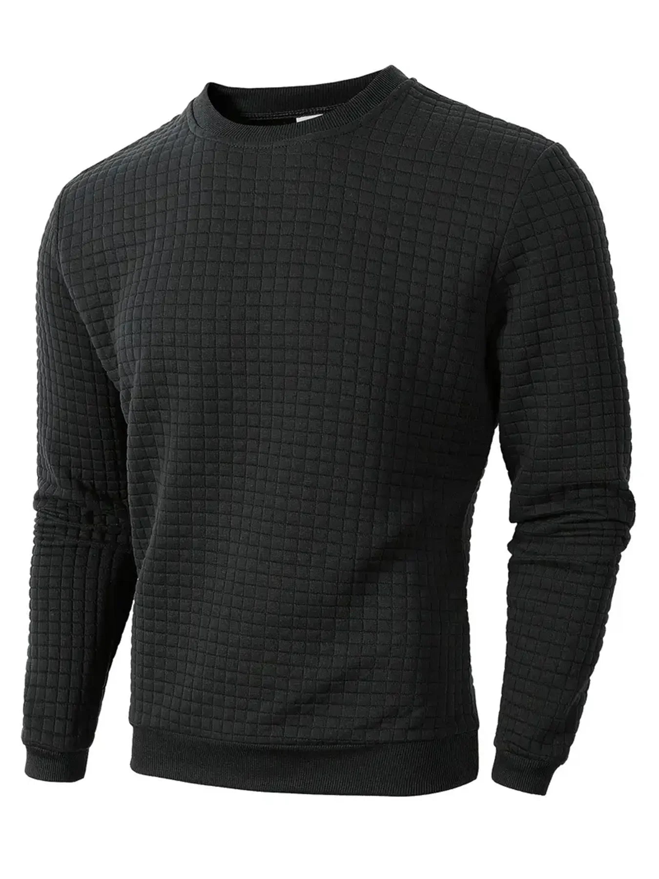 Pull à col rond pour hommes, couleur unie, décontracté, Jacquard, à carreaux, manches longues, chaud, Slim, tricoté, Streetwear, automne