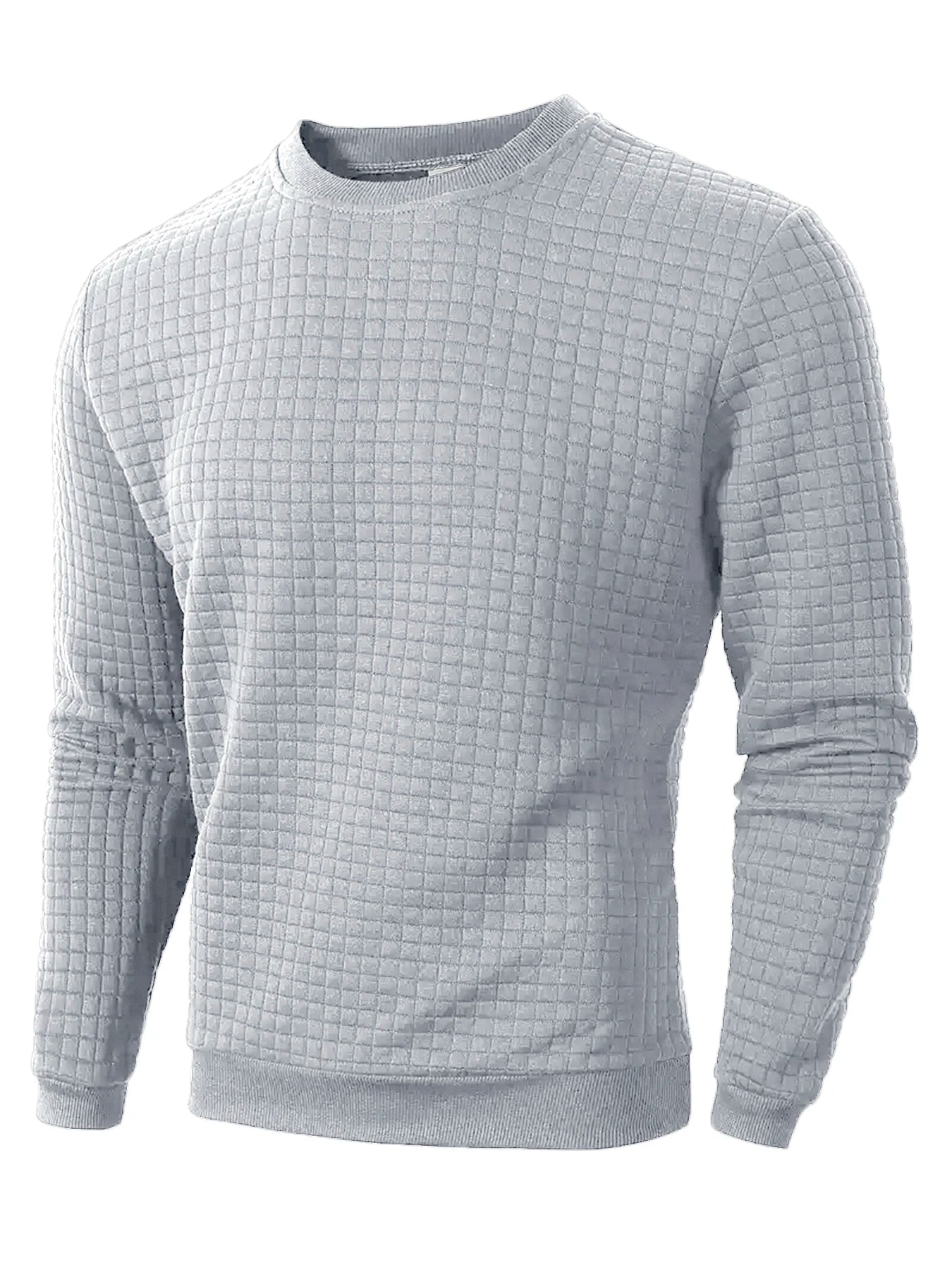 Pull à col rond pour hommes, couleur unie, décontracté, Jacquard, à carreaux, manches longues, chaud, Slim, tricoté, Streetwear, automne