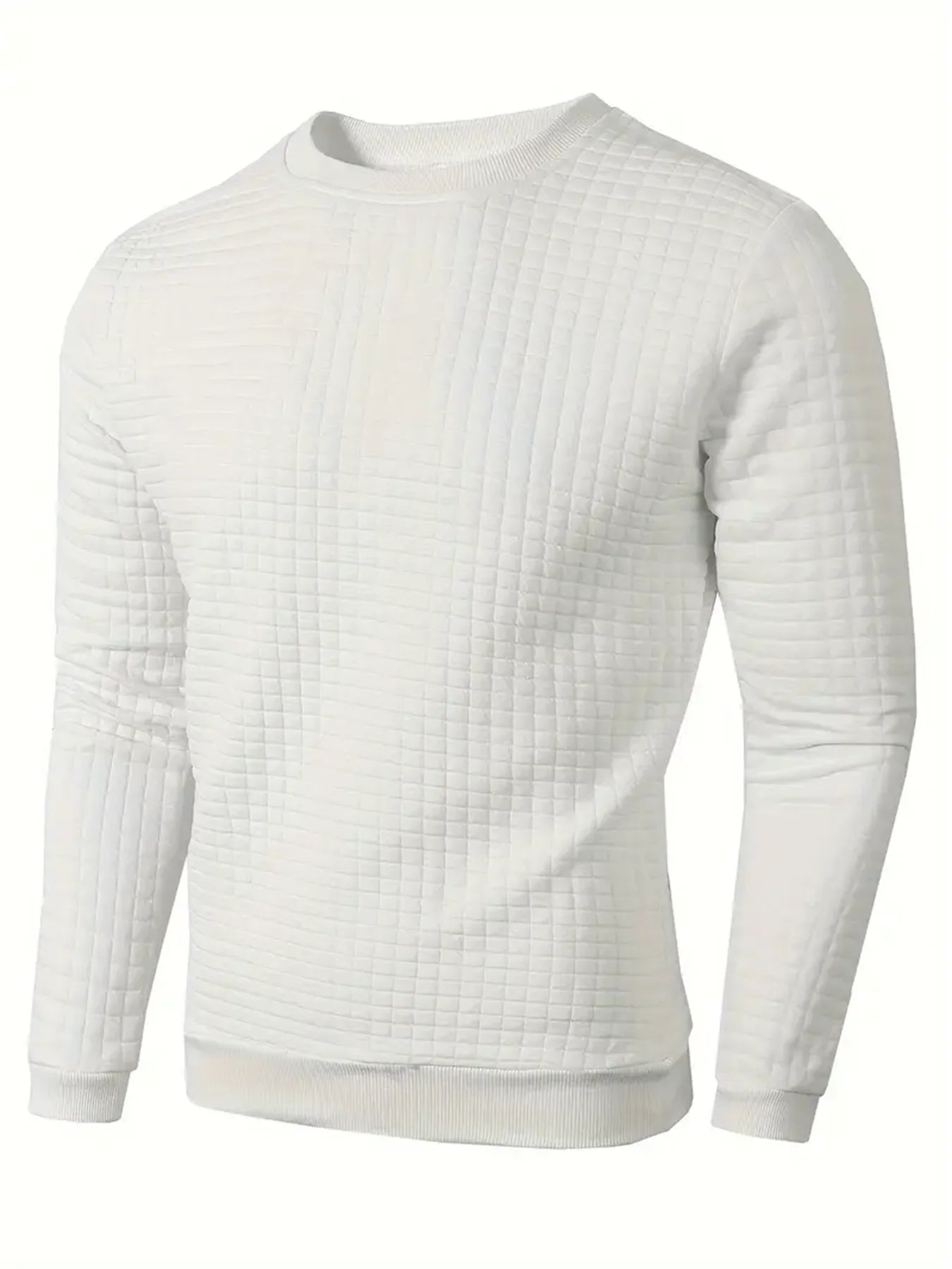 Pull à col rond pour hommes, couleur unie, décontracté, Jacquard, à carreaux, manches longues, chaud, Slim, tricoté, Streetwear, automne