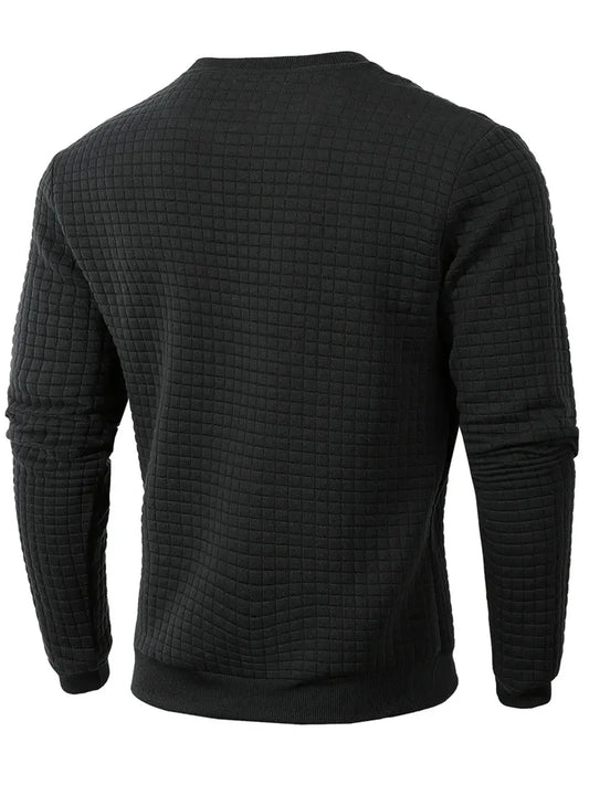 Pull à col rond pour hommes, couleur unie, décontracté, Jacquard, à carreaux, manches longues, chaud, Slim, tricoté, Streetwear, automne